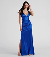 Sam Formal Satin Open Back Dress