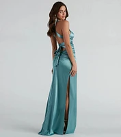 Sam Formal Satin Open Back Dress