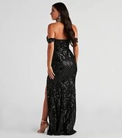 Penelope Off-The-Shoulder Sequin Mermaid Dress