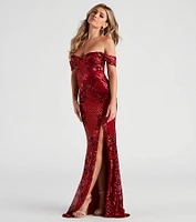 Penelope Off-The-Shoulder Sequin Mermaid Dress