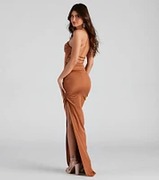 Liliana Ruched Knit Formal Dress