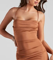 Liliana Ruched Knit Formal Dress