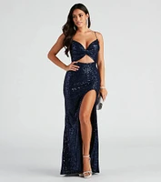 Haven Cutout Sequin Formal Dress