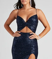 Haven Cutout Sequin Formal Dress
