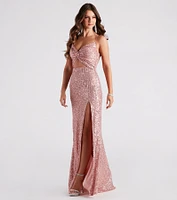Haven Cutout Sequin Formal Dress