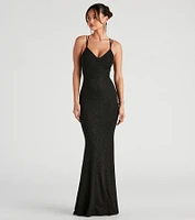 Rachel Formal Glitter Lace-Up Dress
