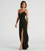 Christly Formal Crepe Surplice Dress