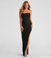 Jenna Formal Glitter Lattice Dress