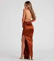 Alani Strappy Back Satin Formal Dress