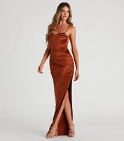Alani Strappy Back Satin Formal Dress