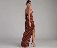 Lala High Slit Satin Formal Dress