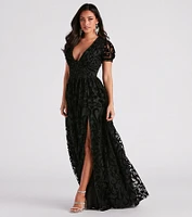 Kassidy Formal Flocked Velvet Dress