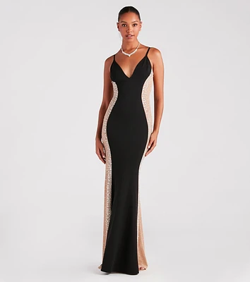 Jemma Rhinestone Sheer Mesh Formal Mermaid Dress