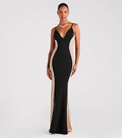 Jemma Rhinestone Sheer Mesh Formal Mermaid Dress