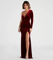 Cheyenne Formal One-Shoulder Velvet Dress