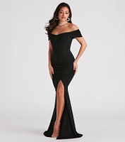 Samantha Formal Crepe Slit Dress