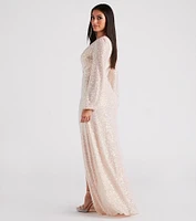 Piper Long Sleeve Sequin Formal Dress