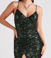 Emery Formal Wrap Sequin Dress