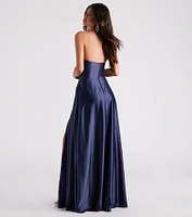 Briana Formal Satin Strapless A-Line Dress