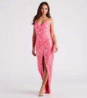 Emery Formal Wrap Sequin Dress