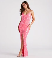 Emery Formal Wrap Sequin Dress