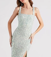 Jovie Formal Sequin Slit Mermaid Long Dress
