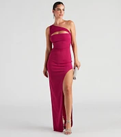 Mayven One-Shoulder Cutout Slit Formal Dress