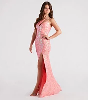 Debbie Formal Sequin Cut Out Long Dress