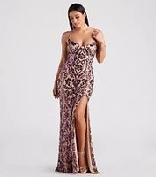 Lori Formal Sequin Lace-Up Long Dress