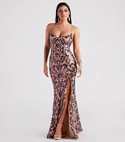 Lori Formal Sequin Lace-Up Long Dress