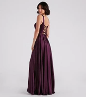 Angelica Formal Satin A-Line Gown