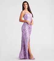 Violet Formal Glitter Sequin Mermaid Dress