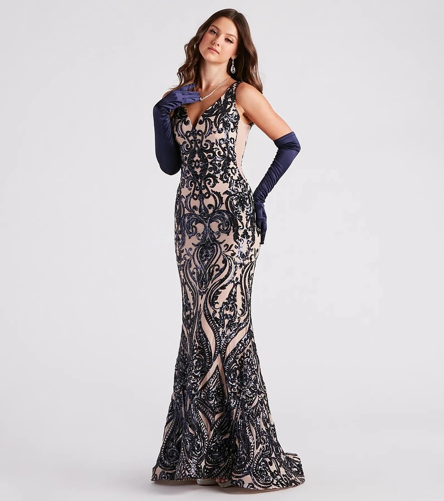 Mariah Formal Sequin Mesh Mermaid Dress