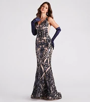Mariah Formal Sequin Mesh Mermaid Dress