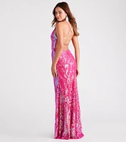 Camren Formal Sequin Strappy Mermaid Dress