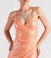 Ariella Formal High Slit Sequin Mermaid Dress