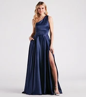 Katherine One-Shoulder Satin Formal Dress