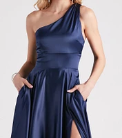 Katherine One-Shoulder Satin Formal Dress