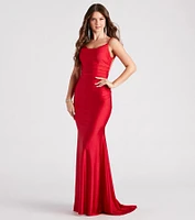 Reagan Formal Satin Low Back Mermaid Dress