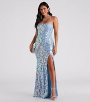 Jayleen Formal Sequin Lace-Up A-Line Dress