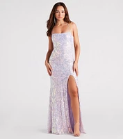 Jayleen Formal Sequin Lace-Up A-Line Dress