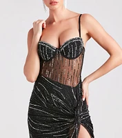 Mia Formal Rhinestone Bustier Long Dress