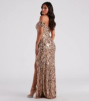 Carter Sequin Scroll A-Line Formal Dress