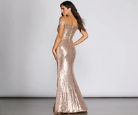Kristy Sequin Off The Shoulder Formal Dress