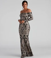 Paityn Formal Off-The-Shoulder Sequin Dress