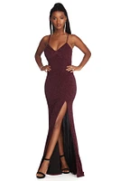 Ryleigh Formal High Slit Lurex Dress