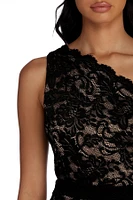 Nina Formal One Shoulder Lace Dress