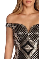 Kianna Formal Sequin Scroll Dress