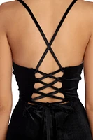 Nicolette Formal Velvet Lattice Dress