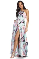 Jen Formal Floral Satin Dress